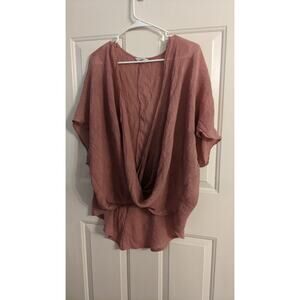Wrap twist open front blouse by Affection, Large, Boho Peasant Hippie Lagenlook